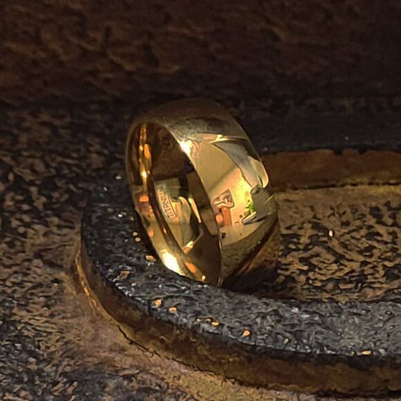 Men's Gold Titanium Wedding Ring Band - Gold Titanium Wedding Ring For Him - Picture 3 of 5